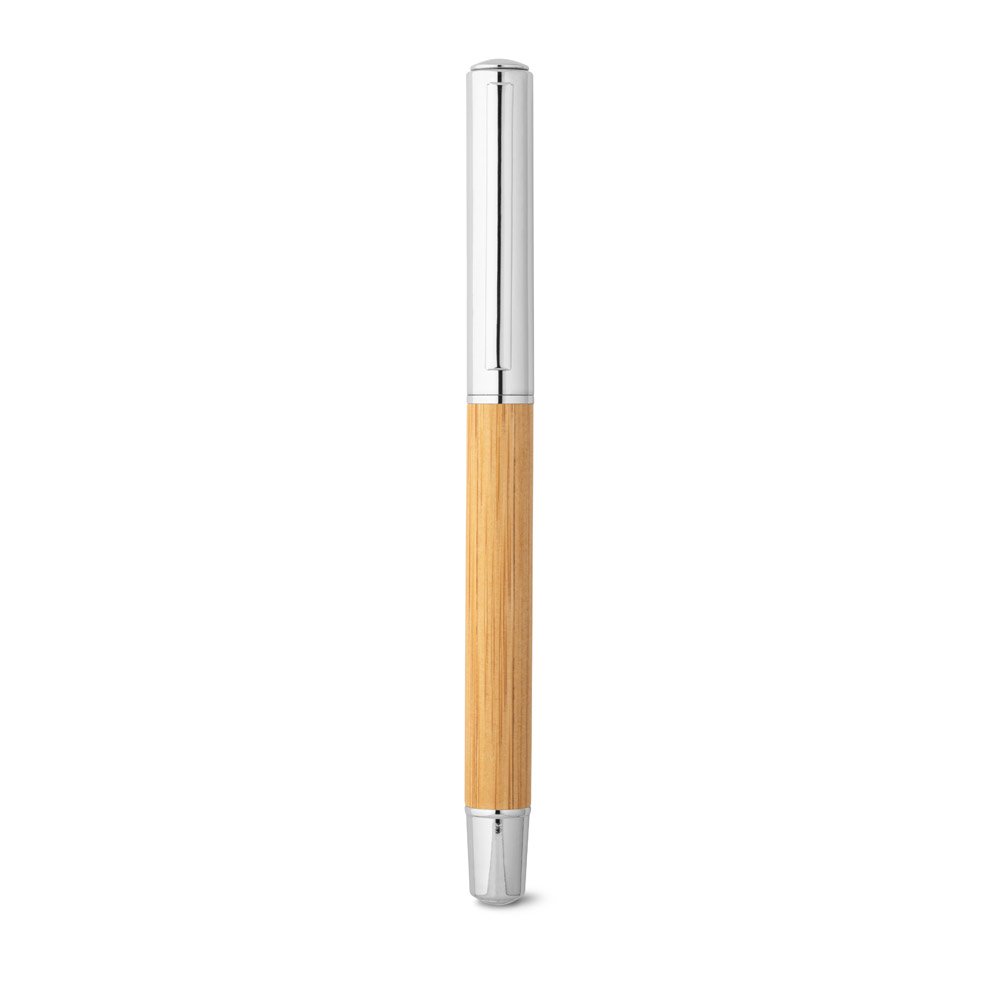 ELYSIA. Roller em aço inox 90% reciclado e bambu com tampa e escrita em azul - Imagem 3