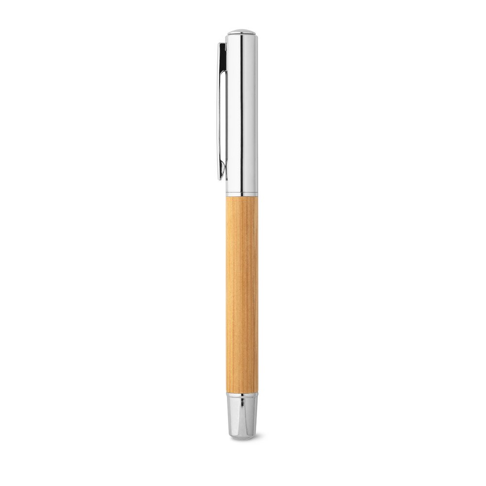 ELYSIA. Roller em aço inox 90% reciclado e bambu com tampa e escrita em azul - Imagem 4