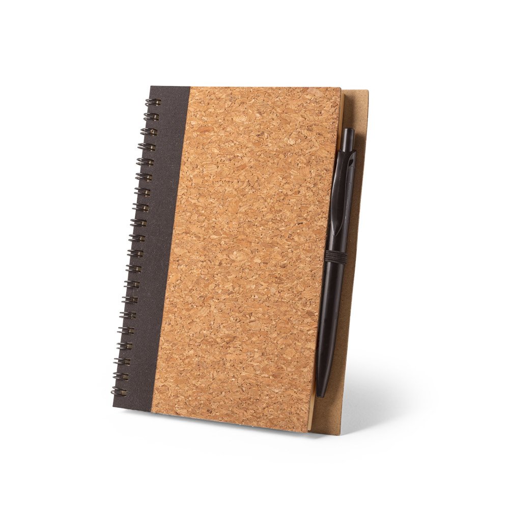 VICENTE. Caderno B6 de capa dura em cortiça e PET 100% reciclado com 140 páginas lisas recicladas - Imagem 5