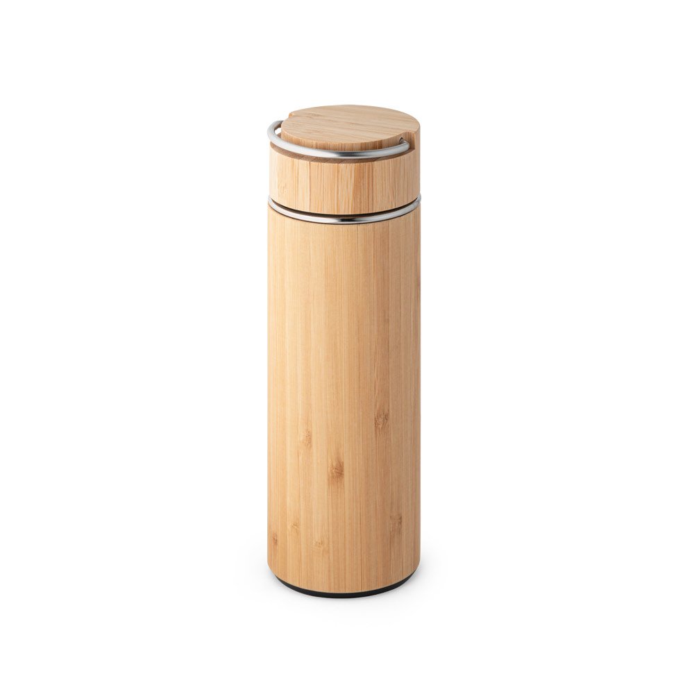 SOW. Garrafa em aço inox e bambu de parede dupla térmica, isolada a vácuo 440 mL - Imagem 3