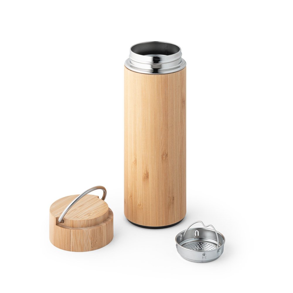 SOW. Garrafa em aço inox e bambu de parede dupla térmica, isolada a vácuo 440 mL - Imagem 7