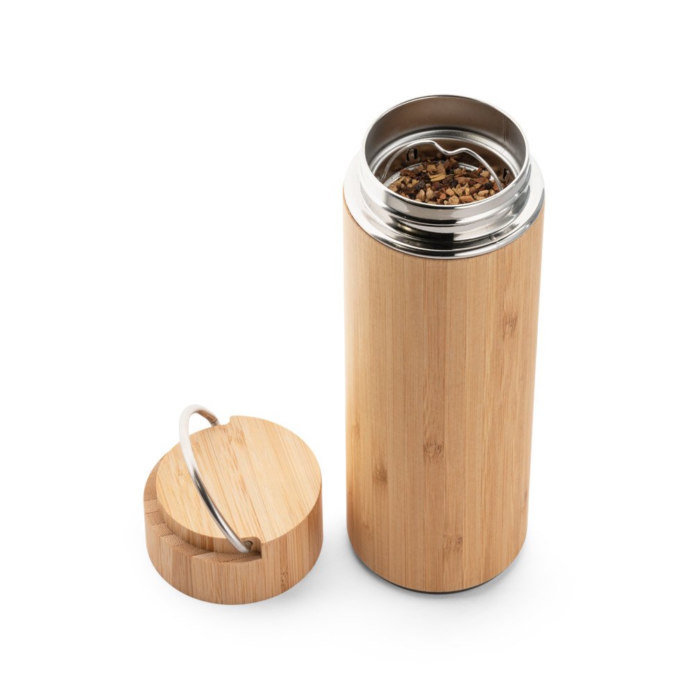 SOW. Garrafa em aço inox e bambu de parede dupla térmica, isolada a vácuo 440 mL - Imagem 8