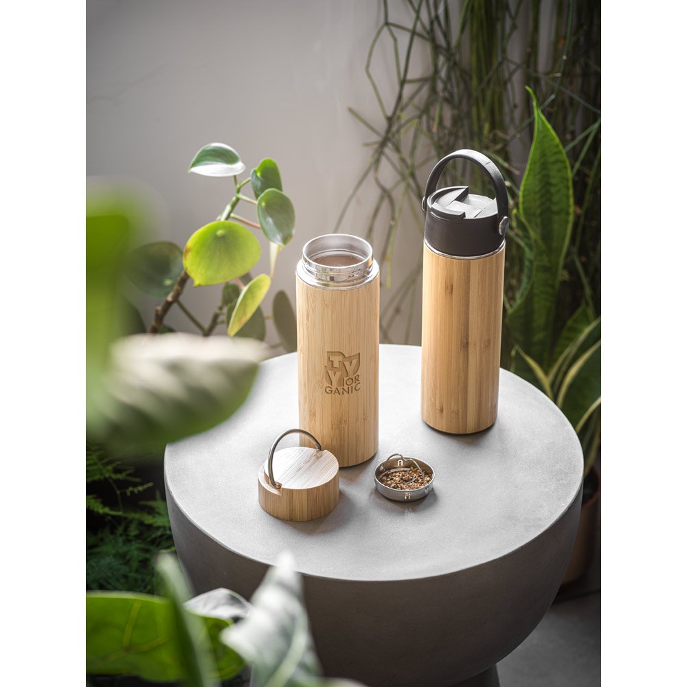 SOW. Garrafa em aço inox e bambu de parede dupla térmica, isolada a vácuo 440 mL - Imagem 5