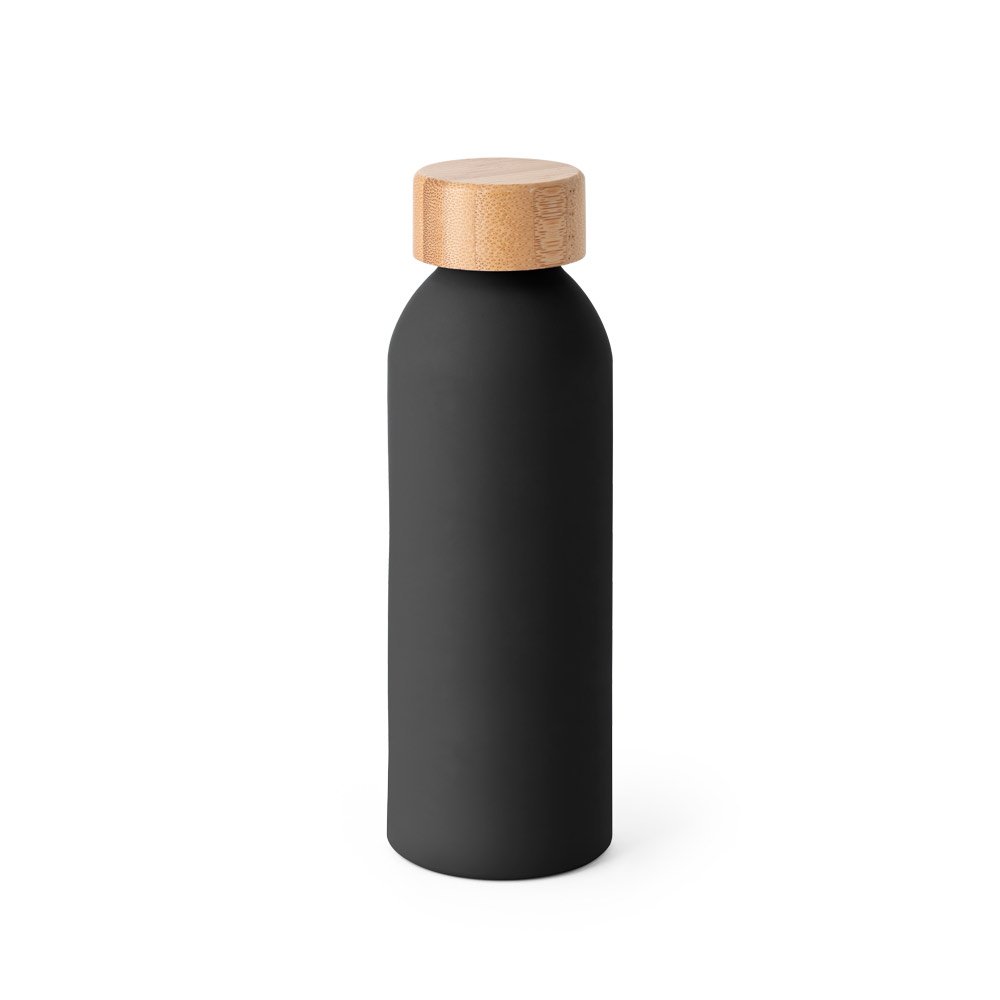 QUETA SOFT. Squeeze em alumínio com acabamento emborrachado e tampa em bambu 550 mL - Imagem 3