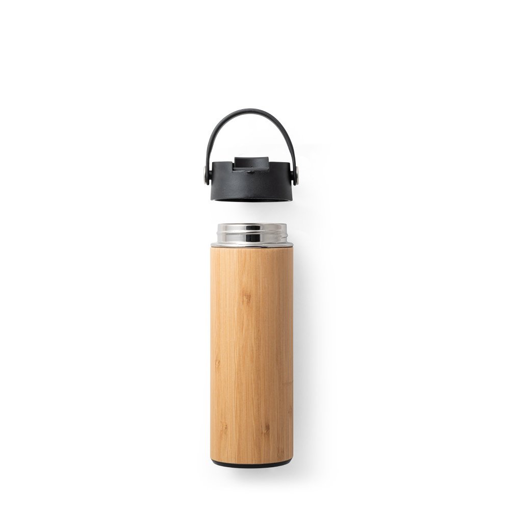 LAVER. Garrafa em aço inox e bambu de parede dupla térmica, isolada a vácuo 440 mL - Imagem 7