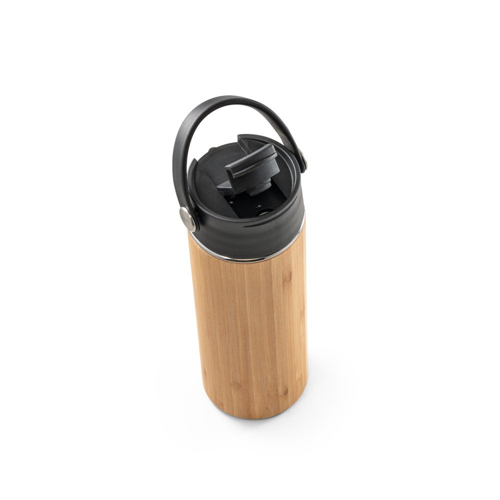 LAVER. Garrafa em aço inox e bambu de parede dupla térmica, isolada a vácuo 440 mL - Imagem 8