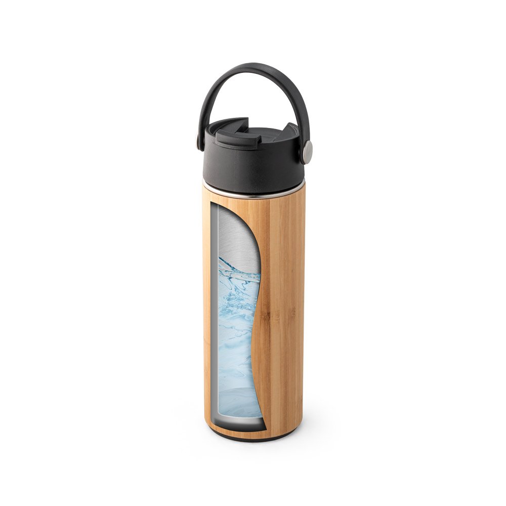 LAVER. Garrafa em aço inox e bambu de parede dupla térmica, isolada a vácuo 440 mL - Imagem 10