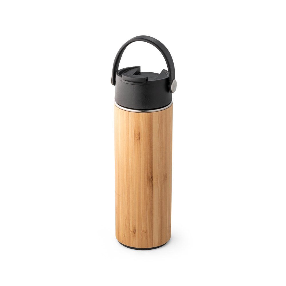 LAVER. Garrafa em aço inox e bambu de parede dupla térmica, isolada a vácuo 440 mL - Imagem 6