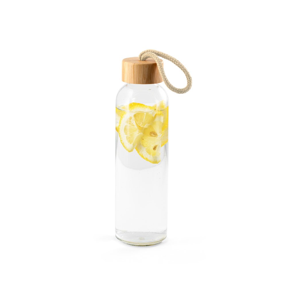 SOLER BAMBU. Squeeze para sublimação em vidro, com tampa em bambu 500 mL - Imagem 3