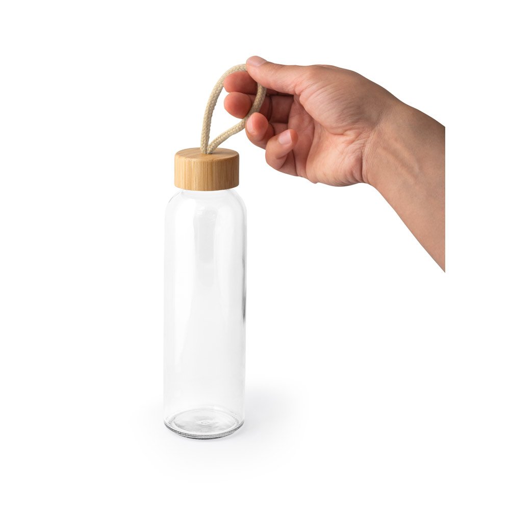 SOLER BAMBU. Squeeze para sublimação em vidro, com tampa em bambu 500 mL - Imagem 6