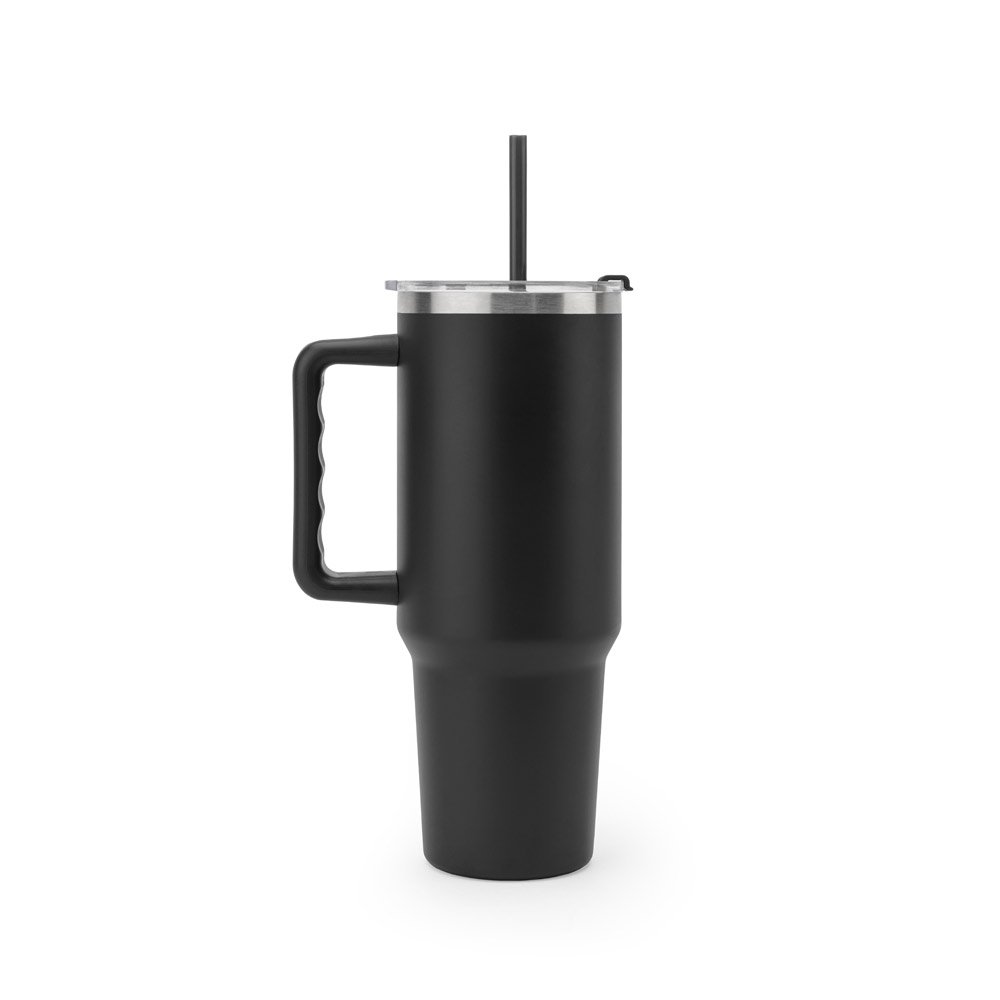 JOYNER XL. Copo de viagem de grande dimensão em aço inoxidável 91% reciclado com parede dupla isolada a vácuo e acabamento em mate 1300 mL - Imagem 3