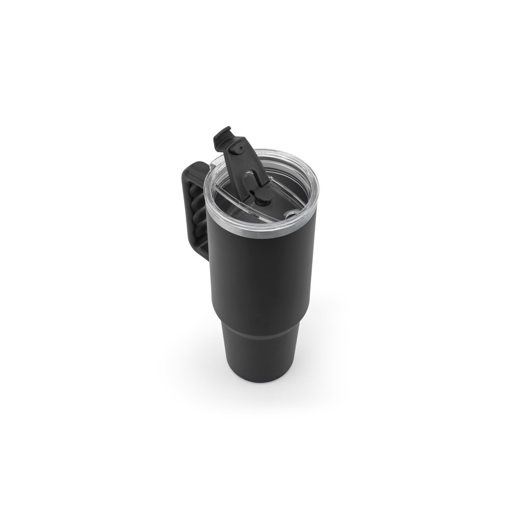 JOYNER XL. Copo de viagem de grande dimensão em aço inoxidável 91% reciclado com parede dupla isolada a vácuo e acabamento em mate 1300 mL - Imagem 7