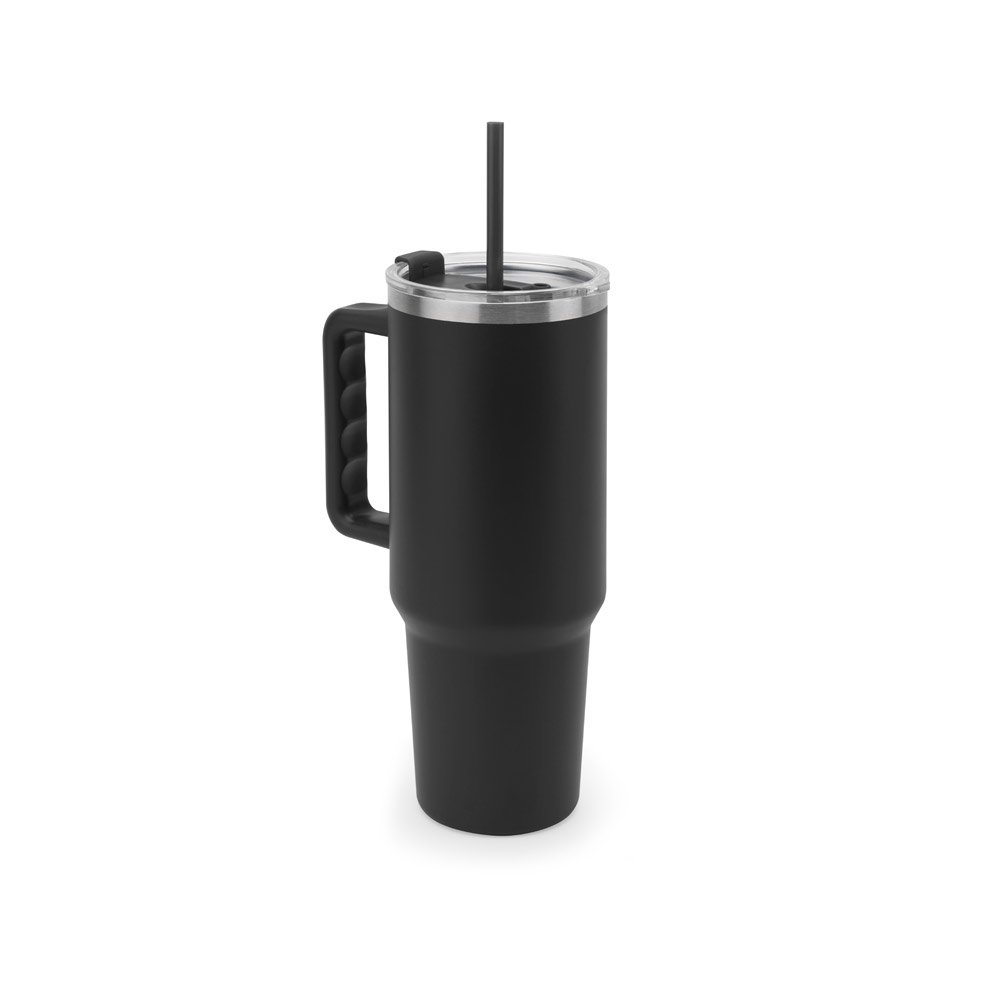 JOYNER XL. Copo de viagem de grande dimensão em aço inoxidável 91% reciclado com parede dupla isolada a vácuo e acabamento em mate 1300 mL - Imagem 6