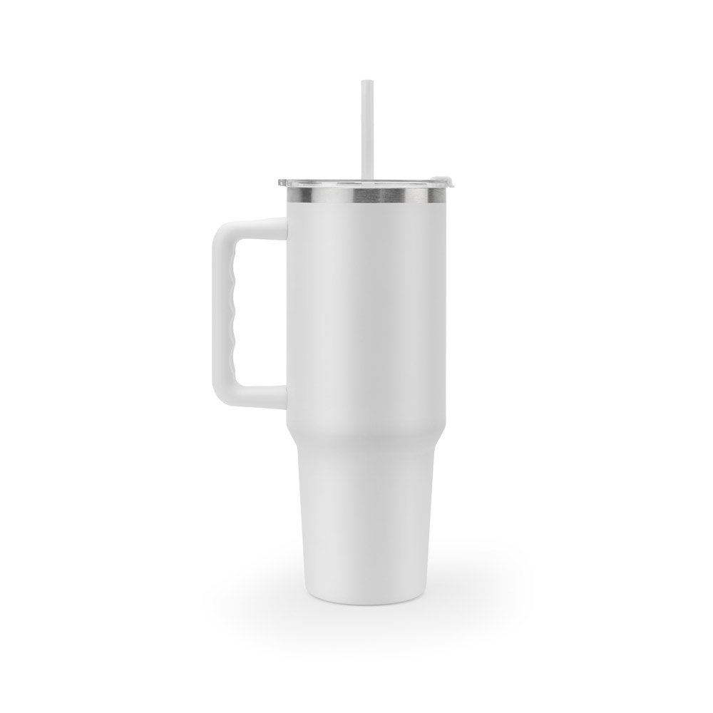 JOYNER XL. Copo de viagem de grande dimensão em aço inoxidável 91% reciclado com parede dupla isolada a vácuo e acabamento em mate 1300 mL - Imagem 10
