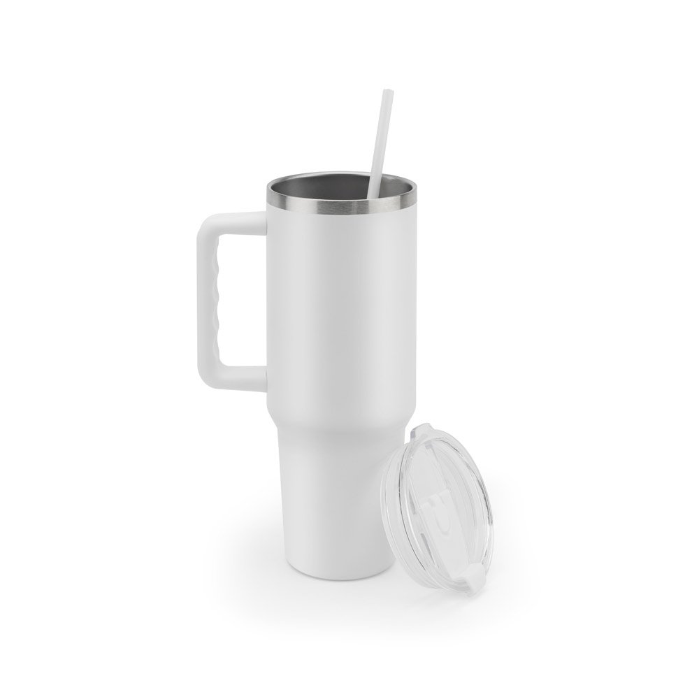JOYNER XL. Copo de viagem de grande dimensão em aço inoxidável 91% reciclado com parede dupla isolada a vácuo e acabamento em mate 1300 mL - Imagem 12