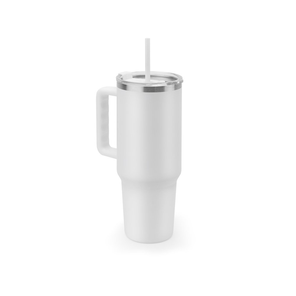 JOYNER XL. Copo de viagem de grande dimensão em aço inoxidável 91% reciclado com parede dupla isolada a vácuo e acabamento em mate 1300 mL - Imagem 9