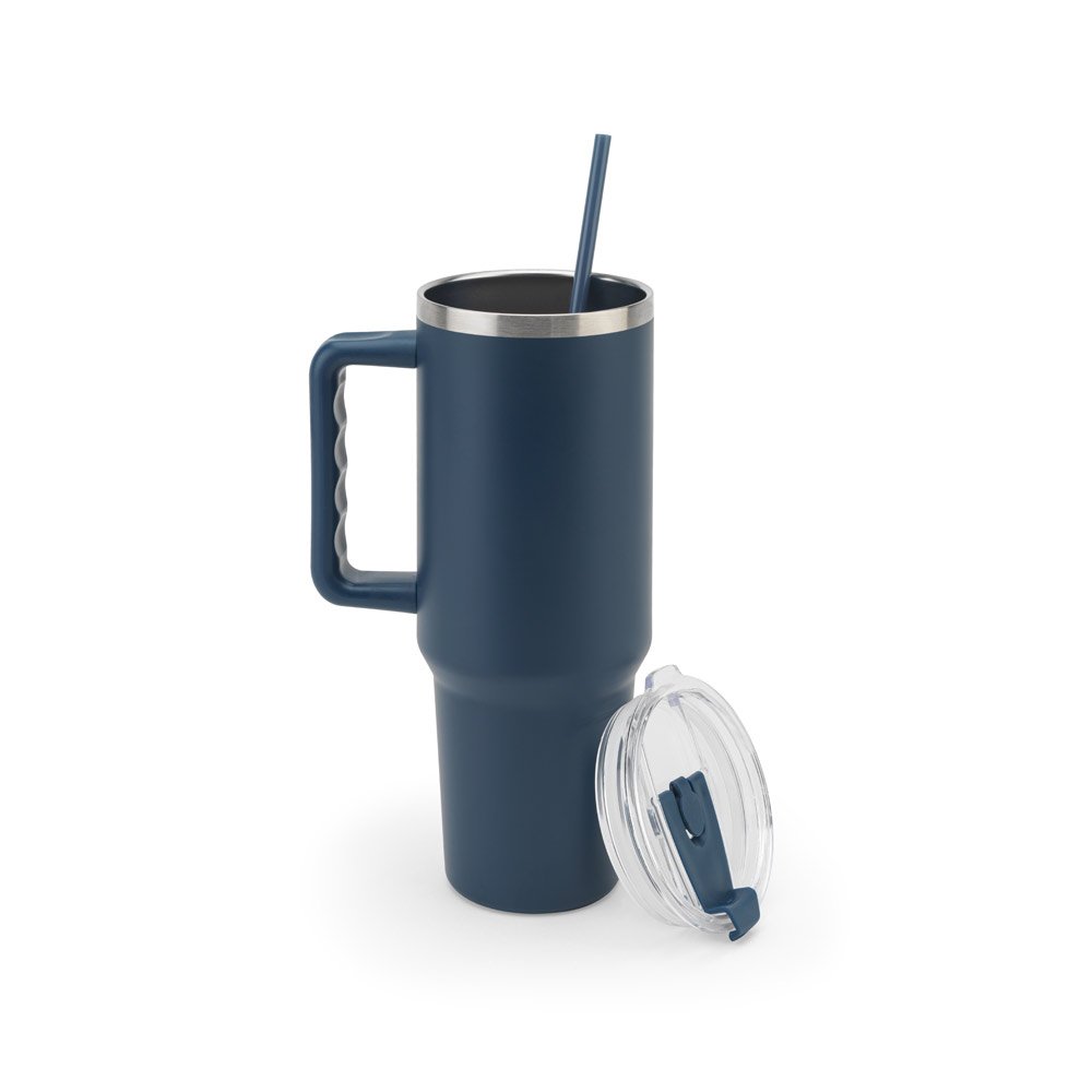 JOYNER XL. Copo de viagem de grande dimensão em aço inoxidável 91% reciclado com parede dupla isolada a vácuo e acabamento em mate 1300 mL - Imagem 16