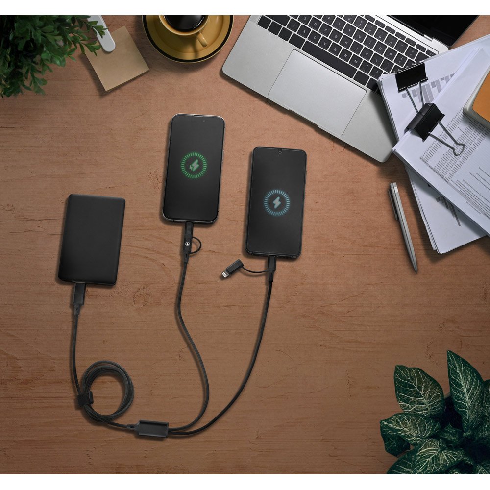 BERTOZZI. Cabo USB super-rápido 6 em 1 em alumínio 20% reciclado e PET 4% reciclado, permitindo a tranferência de dados - Imagem 5