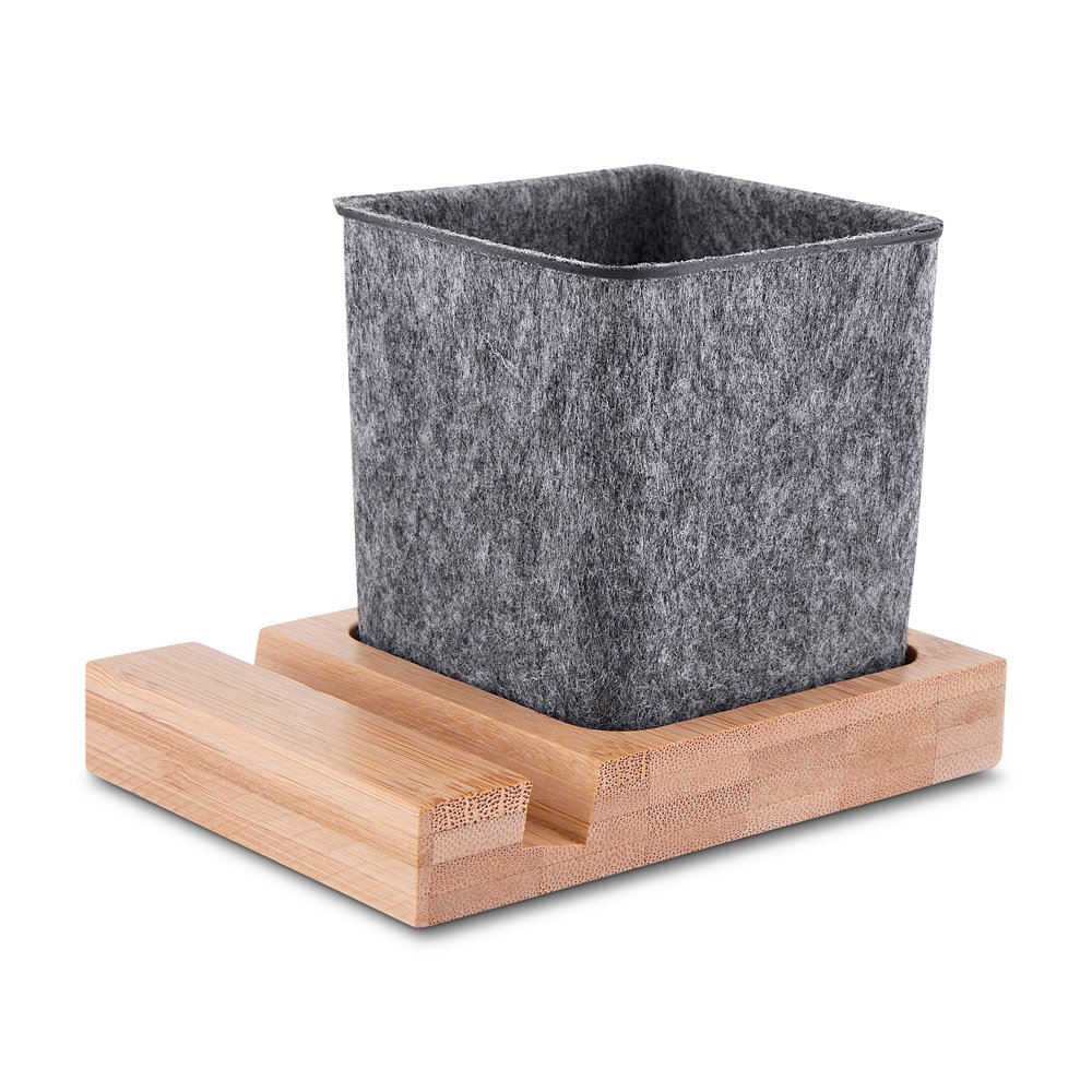 Porta objetos/smartphone em feltro e bambu - Imagem 5