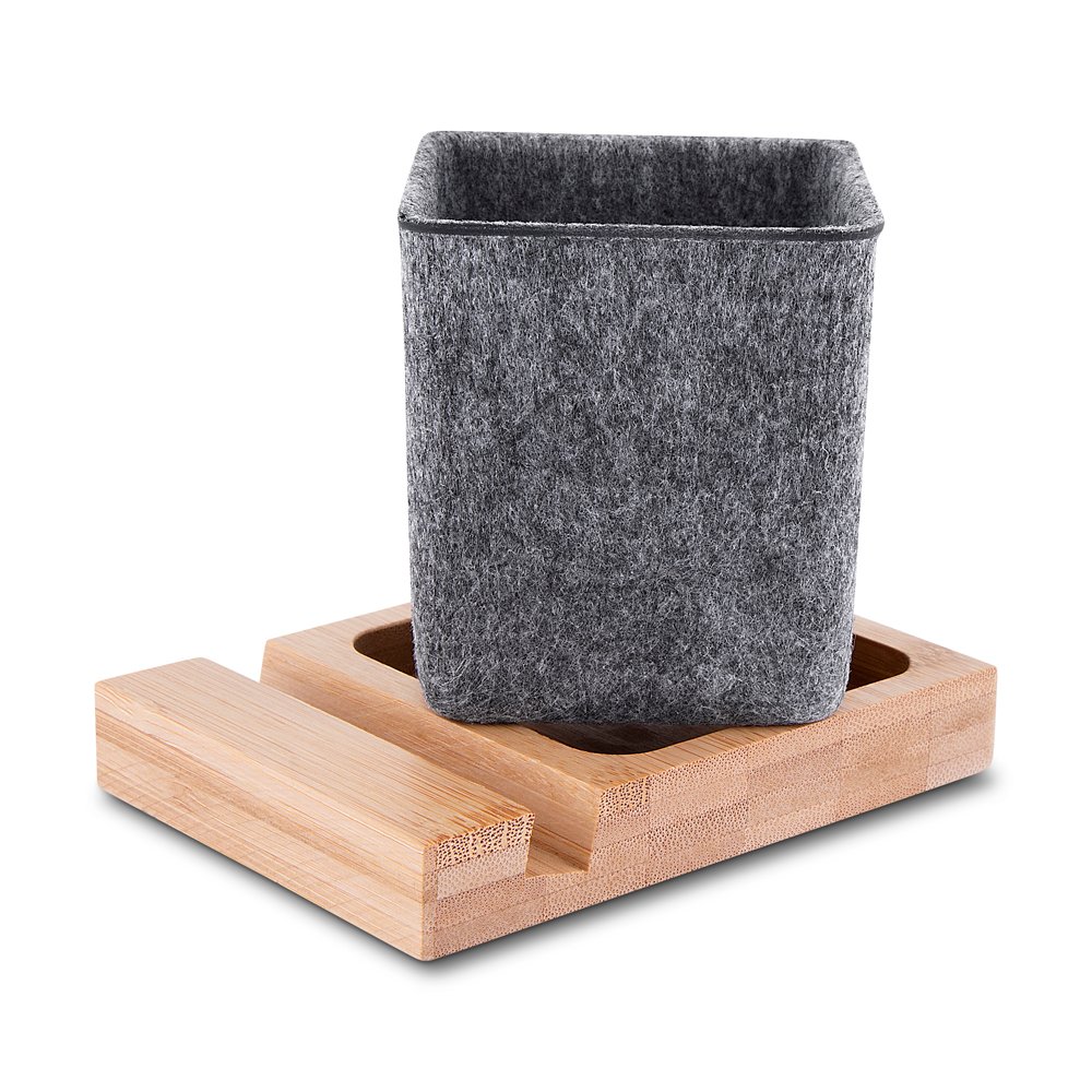 Porta objetos/smartphone em feltro e bambu - Imagem 6