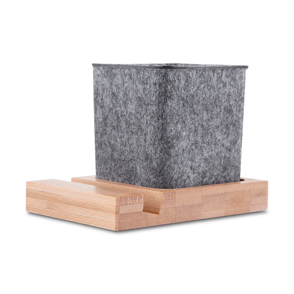 Porta objetos/smartphone em feltro e bambu - Imagem 8